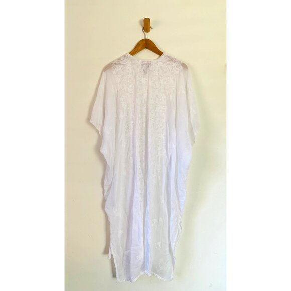 Johnny Was Women's One Size White Lace Embroidered Open Front Kimono - Picture 15 of 15